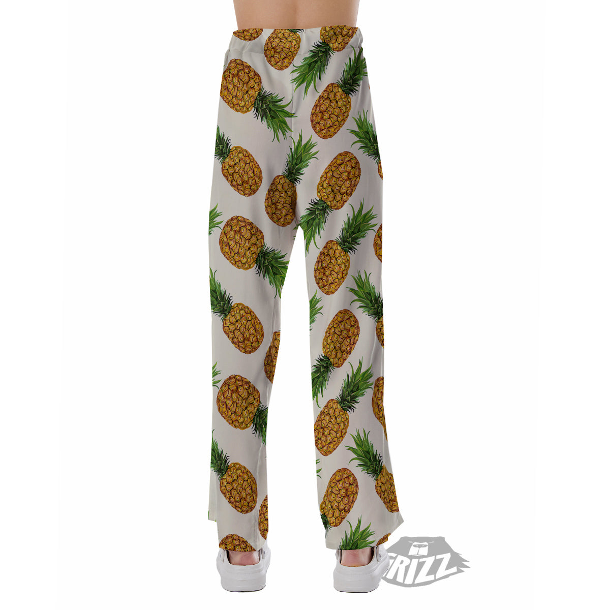 Pineapple White Print Pattern Pajama Pants-grizzshop