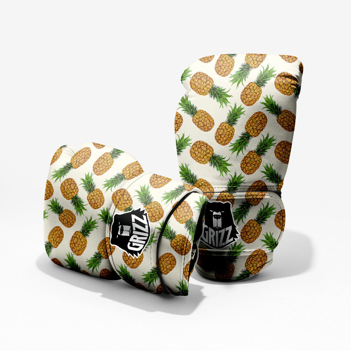 Pineapple White Print Pattern Sparring Gloves-grizzshop