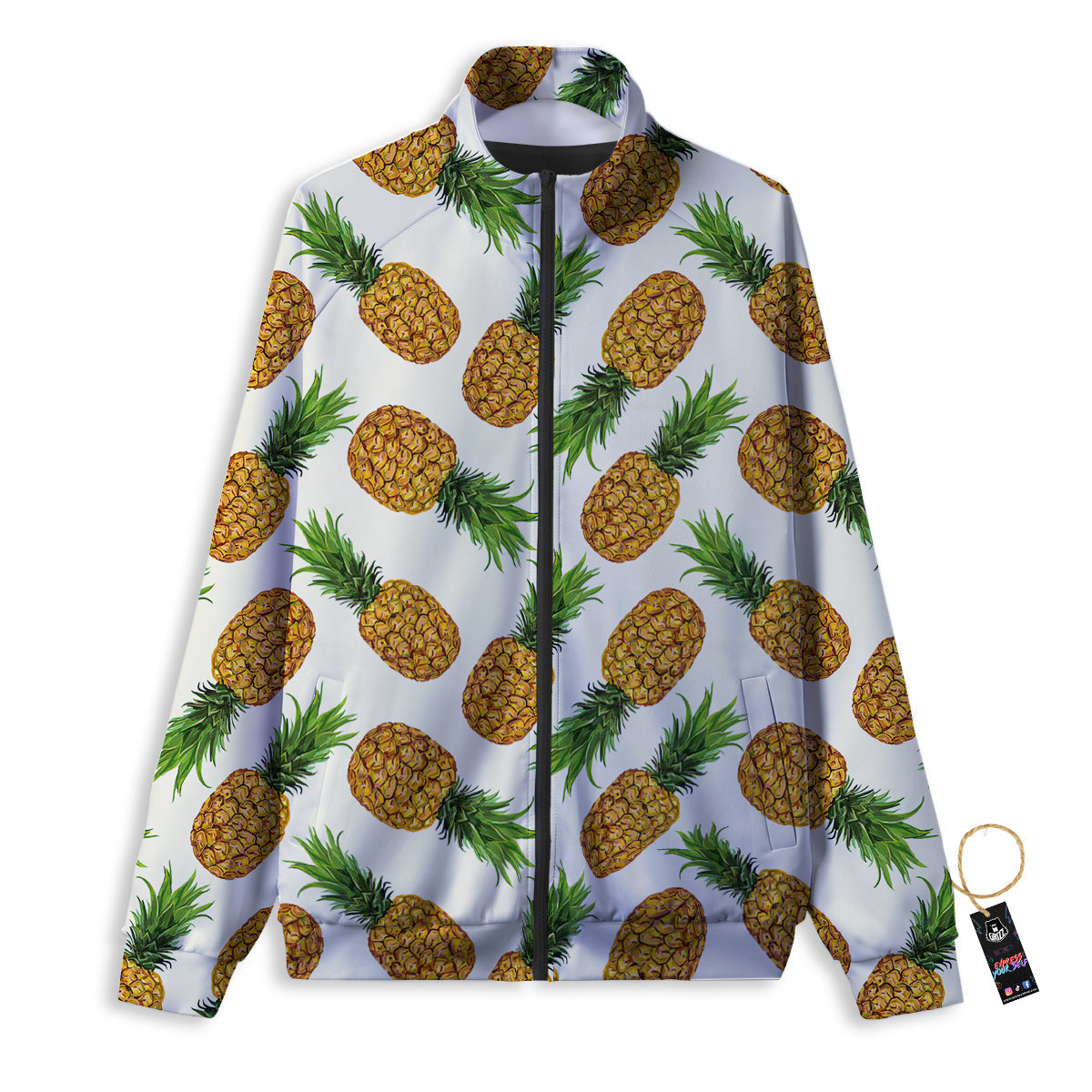 Pineapple White Print Pattern Track Jacket-grizzshop