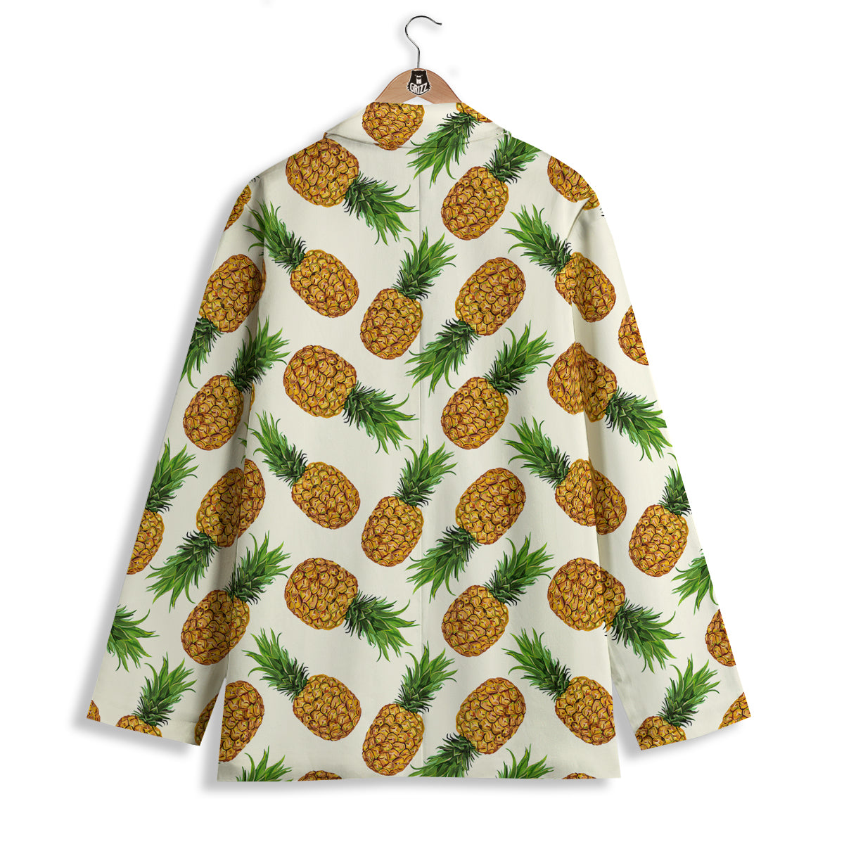 Pineapple White Print Pattern Women's Blazer-grizzshop