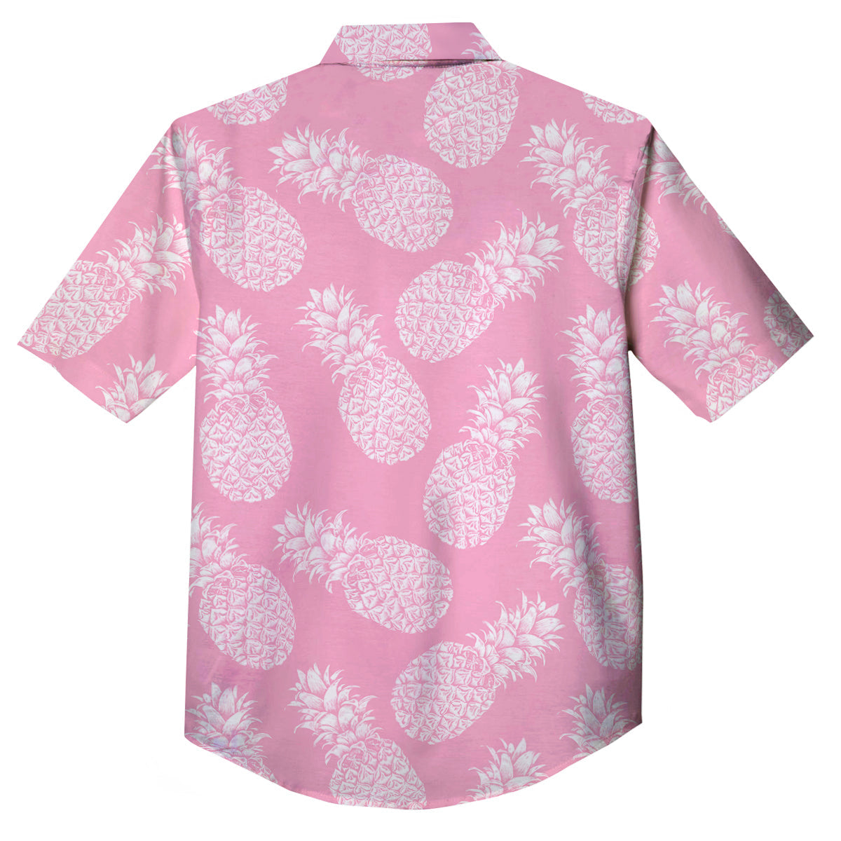 Pineapple White Summer Pink Print Pattern Button Up Shirt-grizzshop