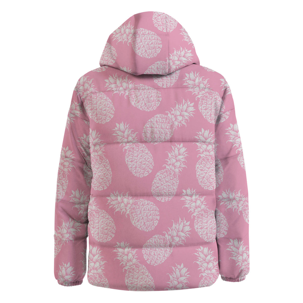 Pineapple White Summer Pink Print Pattern Down Jacket-grizzshop