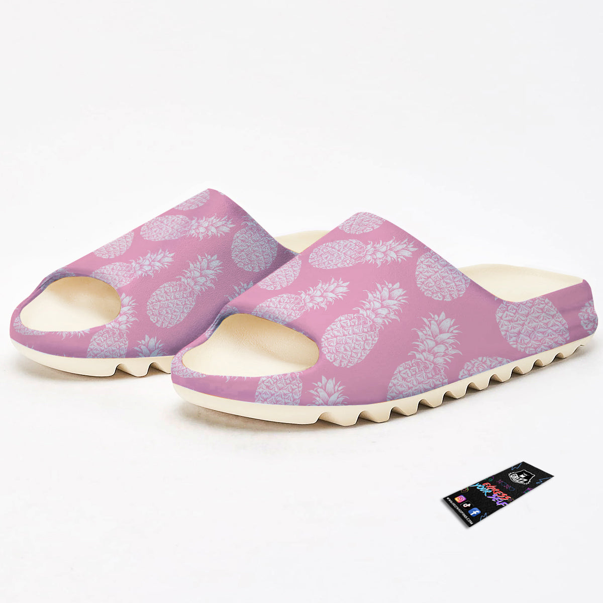 Pineapple White Summer Pink Print Pattern Sandals-grizzshop