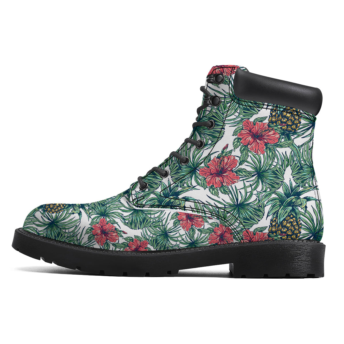 Pineapple White Tropical Print Pattern Boots-grizzshop