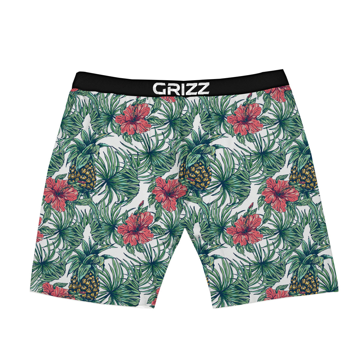 Pineapple White Tropical Print Pattern Boxer Briefs-grizzshop