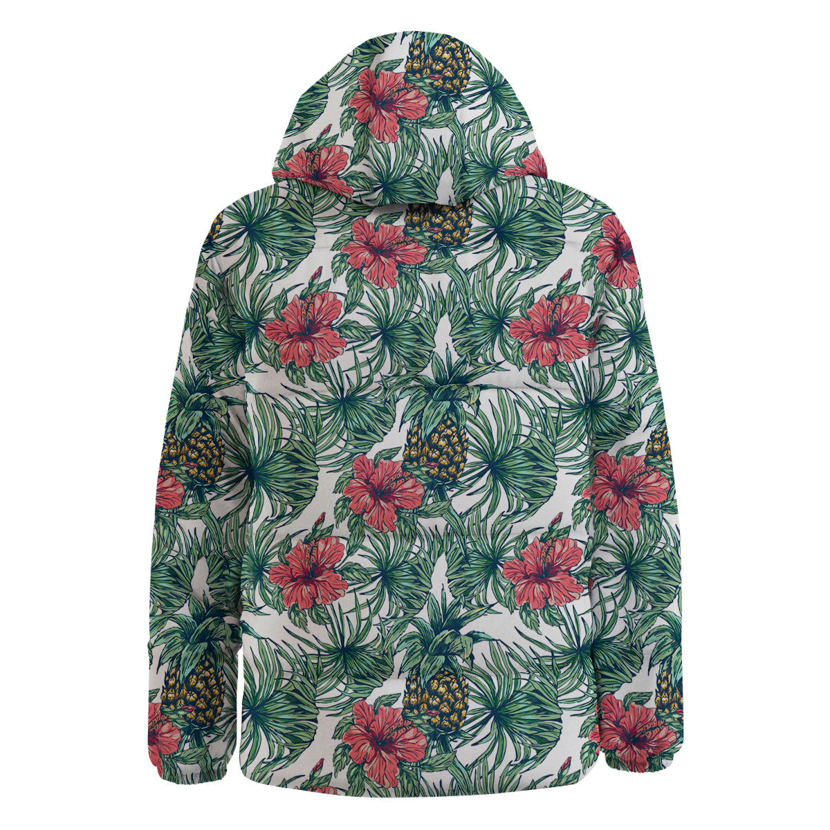 Pineapple White Tropical Print Pattern Down Jacket-grizzshop