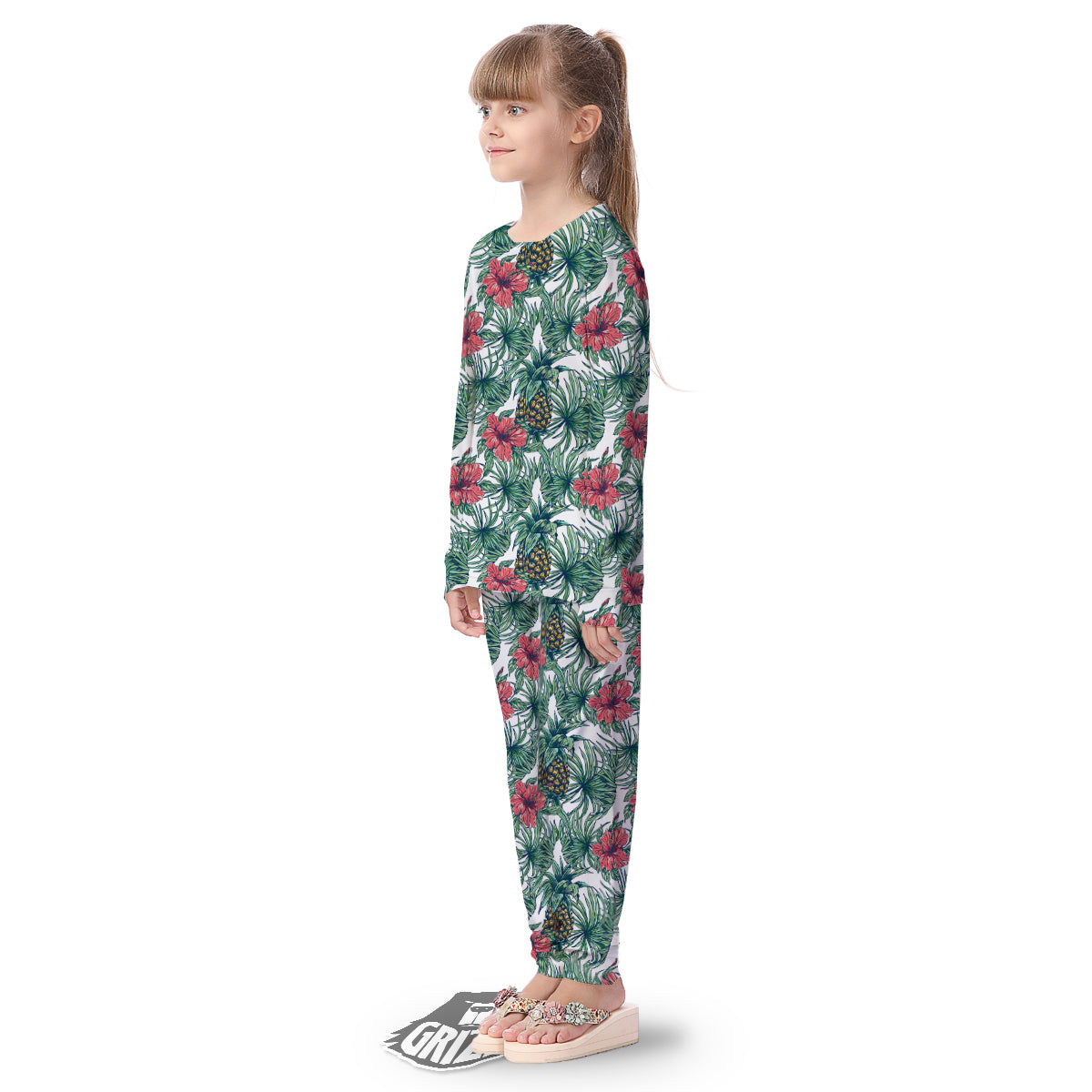 Pineapple White Tropical Print Pattern Kid's Pajamas-grizzshop
