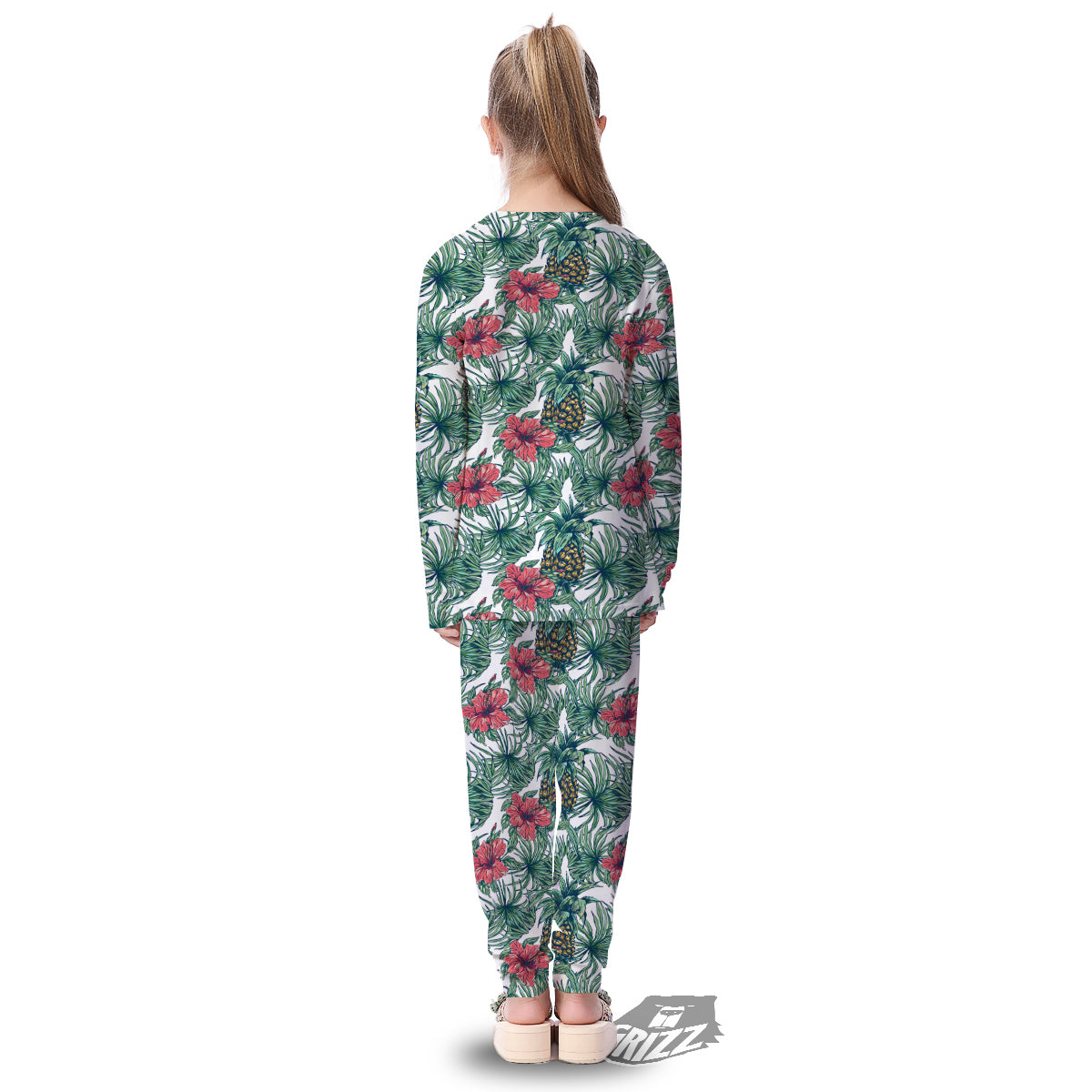Pineapple White Tropical Print Pattern Kid's Pajamas-grizzshop