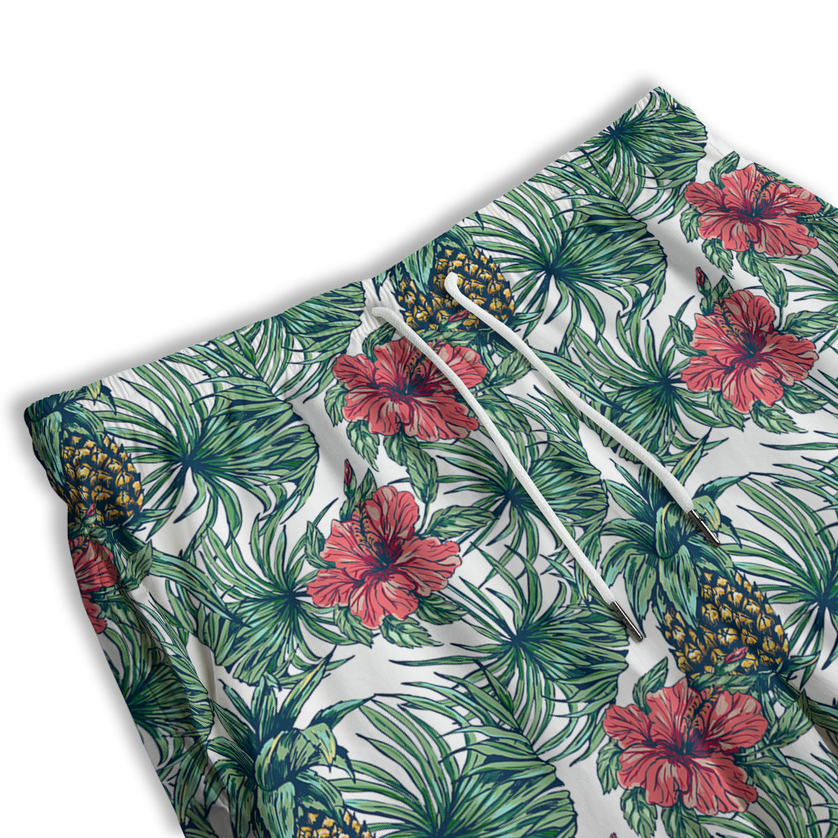 Pineapple White Tropical Print Pattern Men's Athletic Shorts-grizzshop