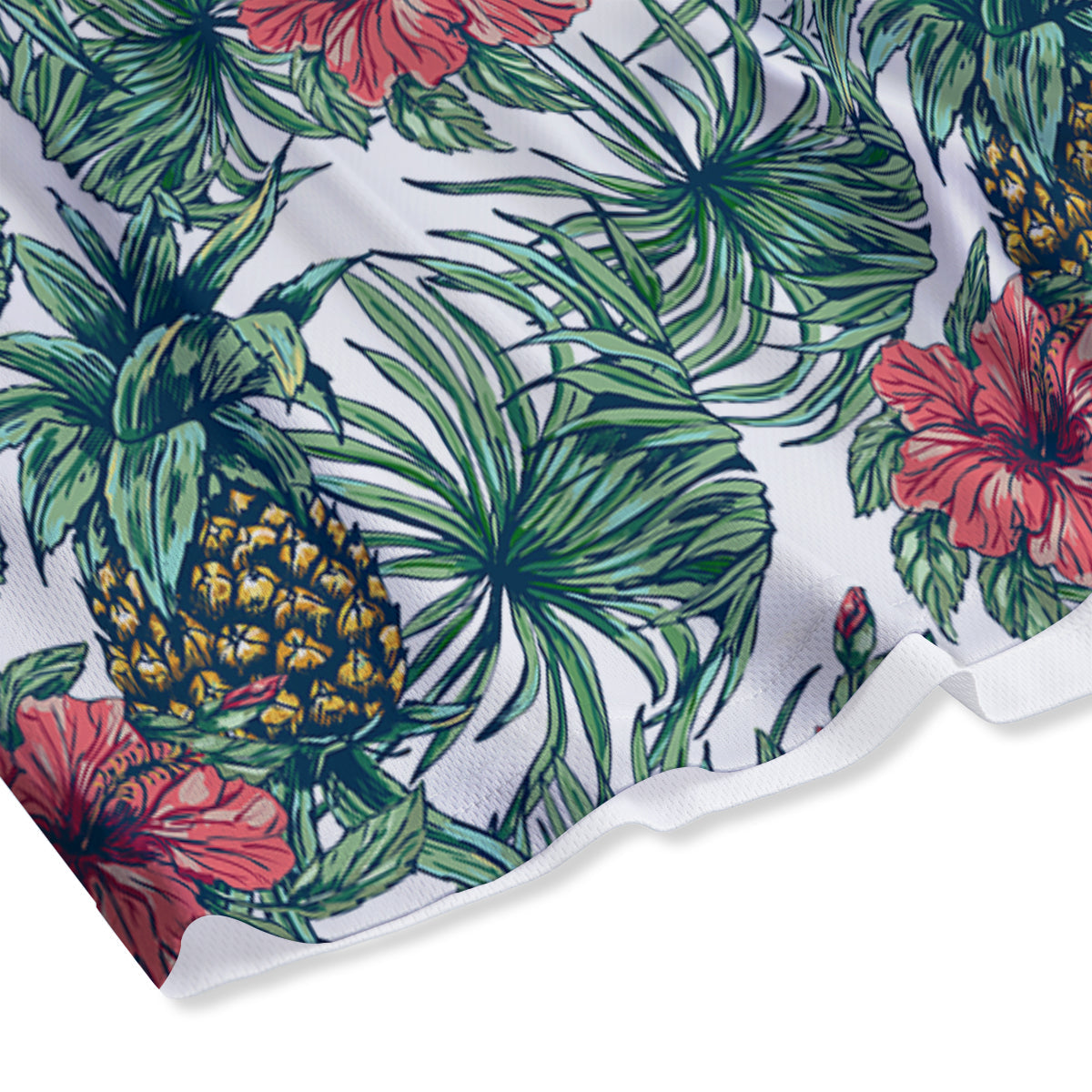 Pineapple White Tropical Print Pattern Mesh Shorts-grizzshop