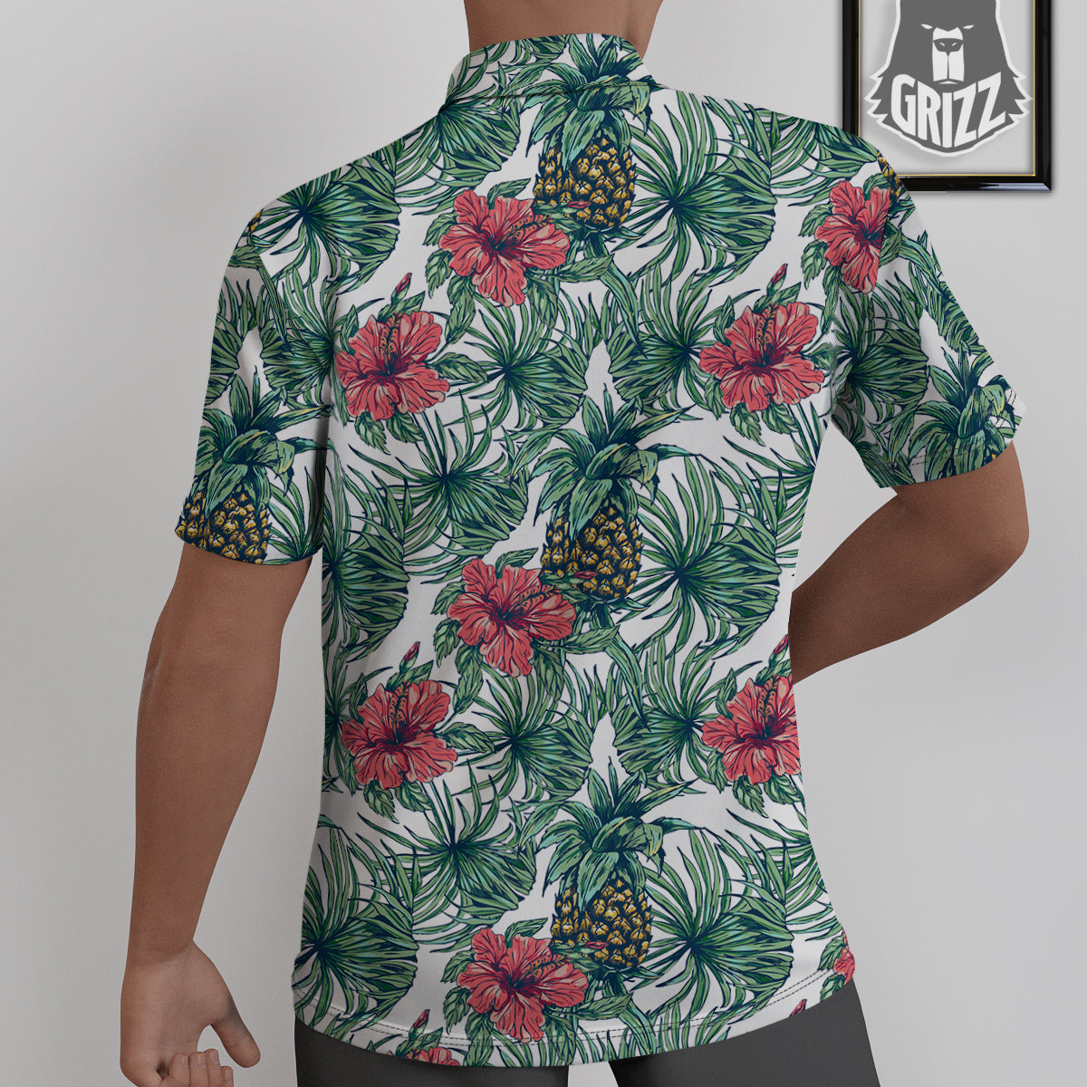 Pineapple White Tropical Print Pattern Untucked Shirts-grizzshop