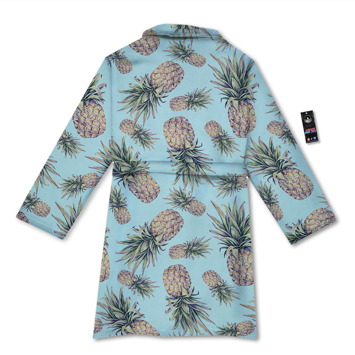 Pineapple White Watercolor Print Pattern Bathrobe-grizzshop