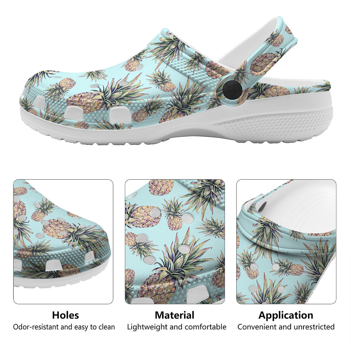 Pineapple White Watercolor Print Pattern Clog-grizzshop