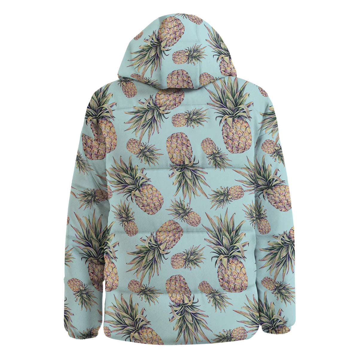 Pineapple White Watercolor Print Pattern Down Jacket-grizzshop