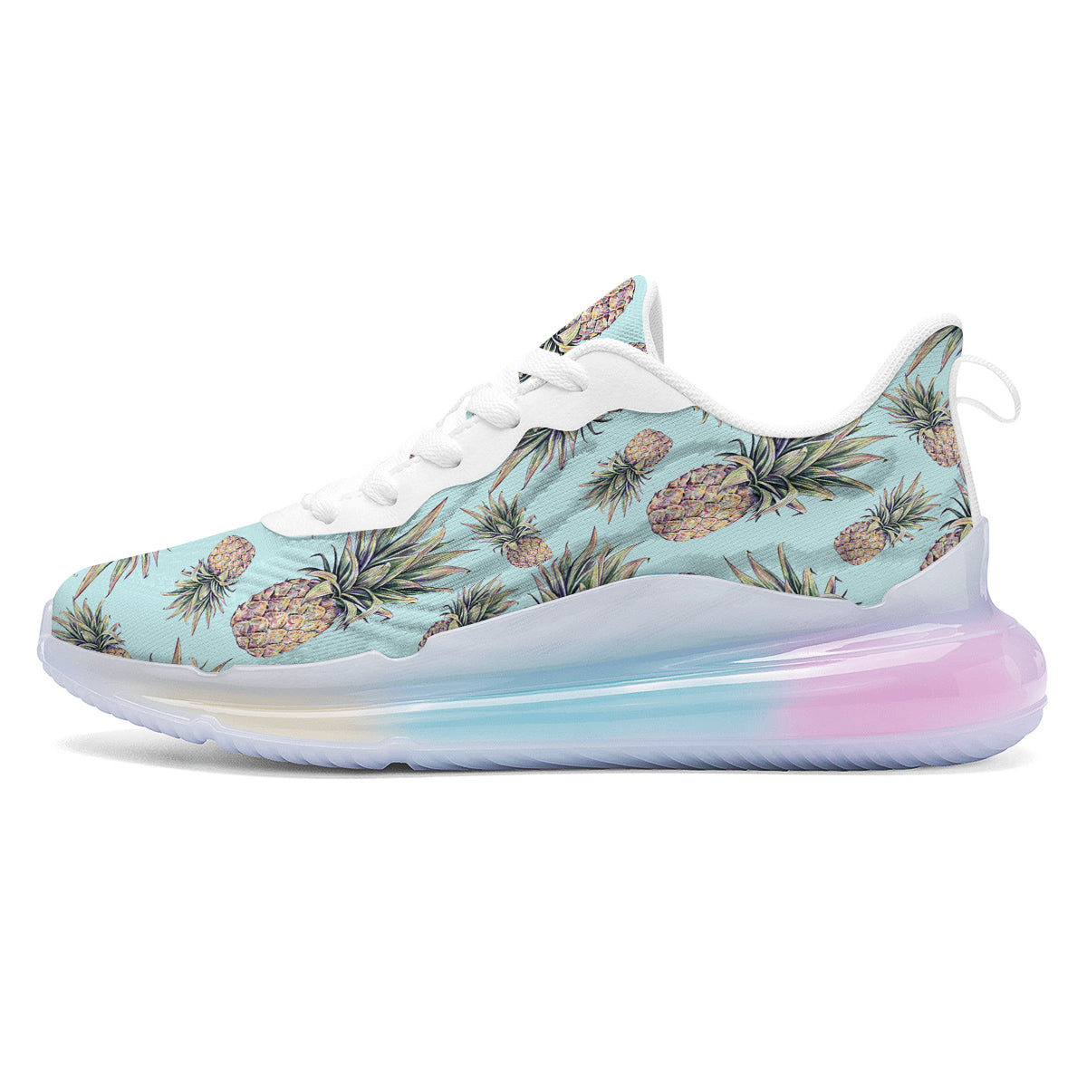 Pineapple White Watercolor Print Pattern Running Sneakers-grizzshop
