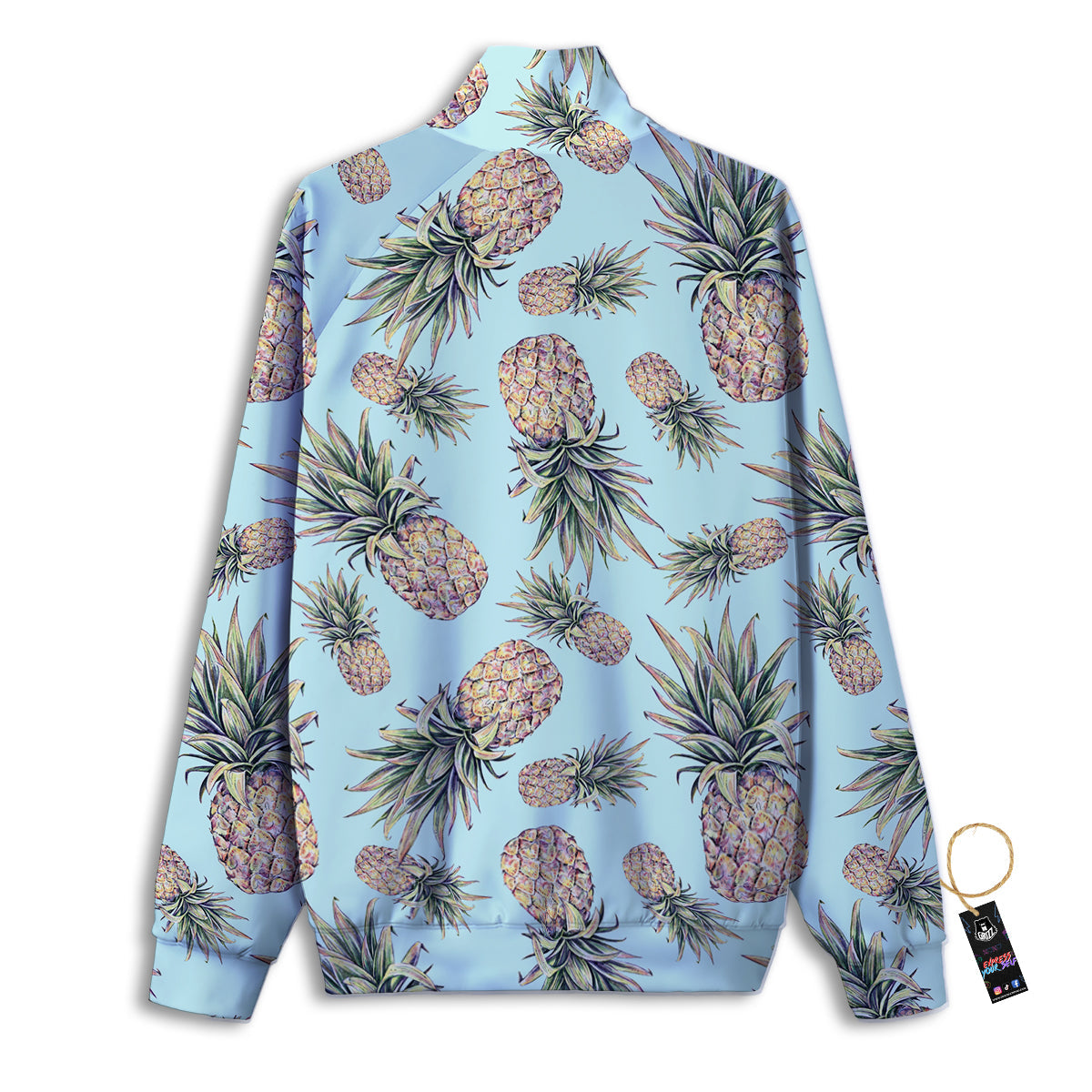 Pineapple White Watercolor Print Pattern Track Jacket-grizzshop