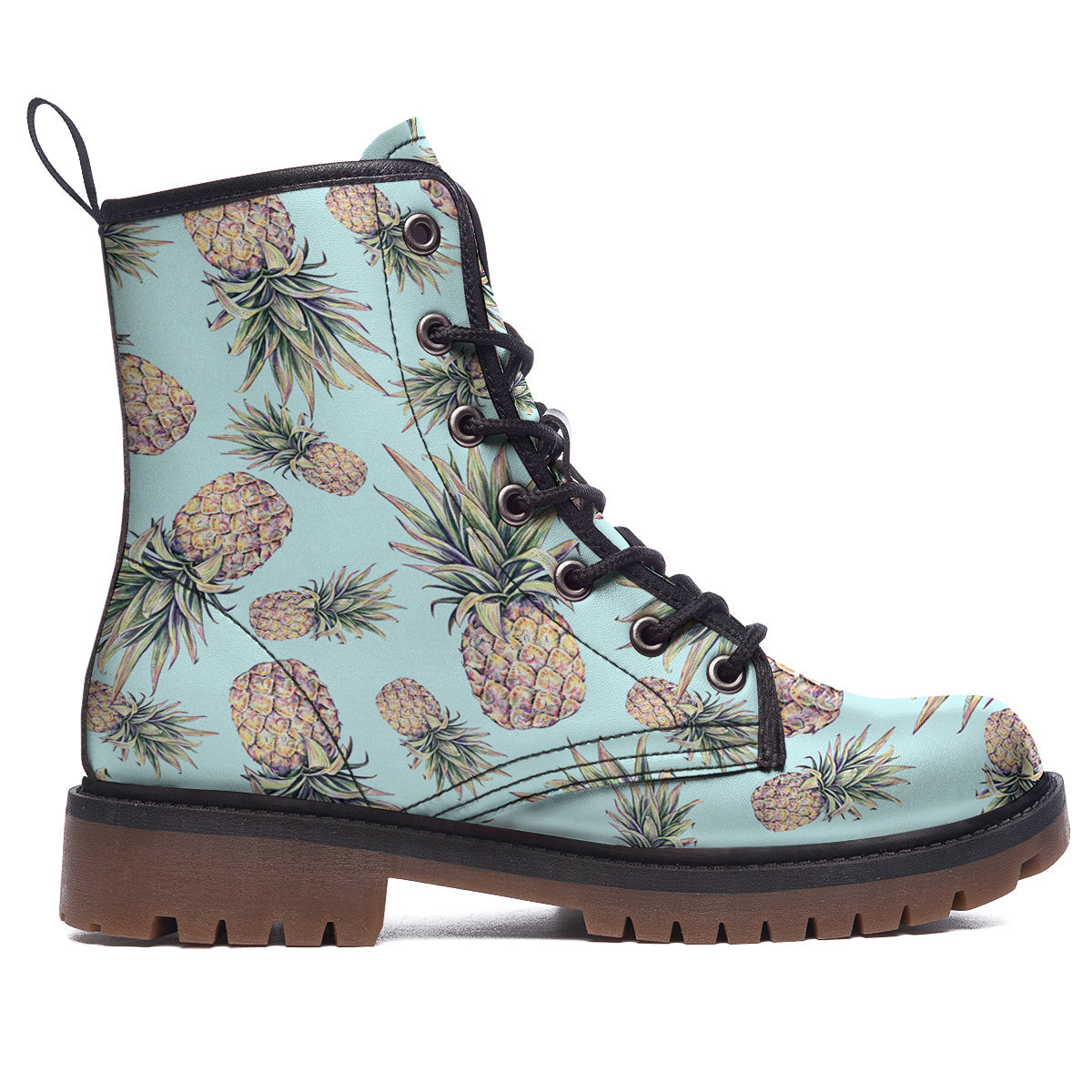 Pineapple White Watercolor Print Pattern Work Boots-grizzshop