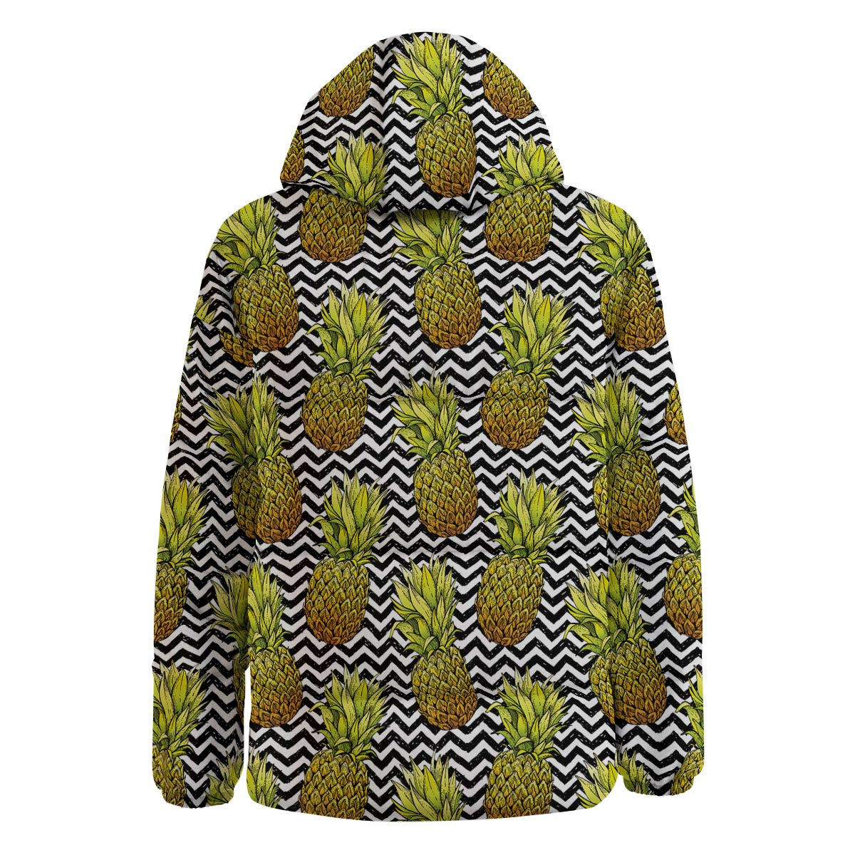 Pineapple White Zig Zag Print Pattern Down Jacket-grizzshop