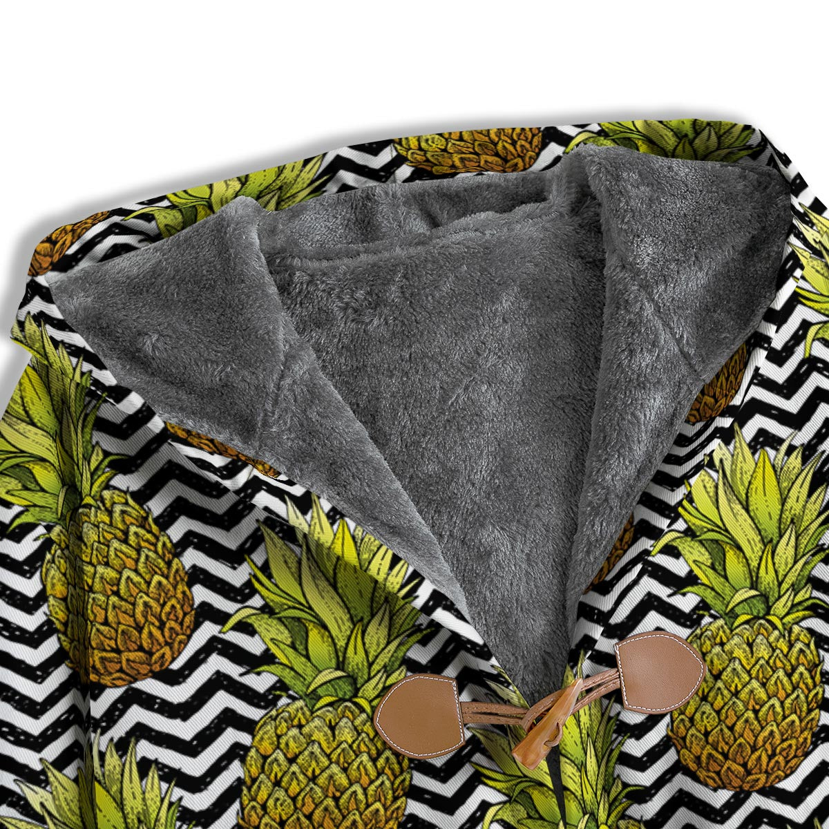 Pineapple White Zig Zag Print Pattern Men's Windbreaker Jacket-grizzshop