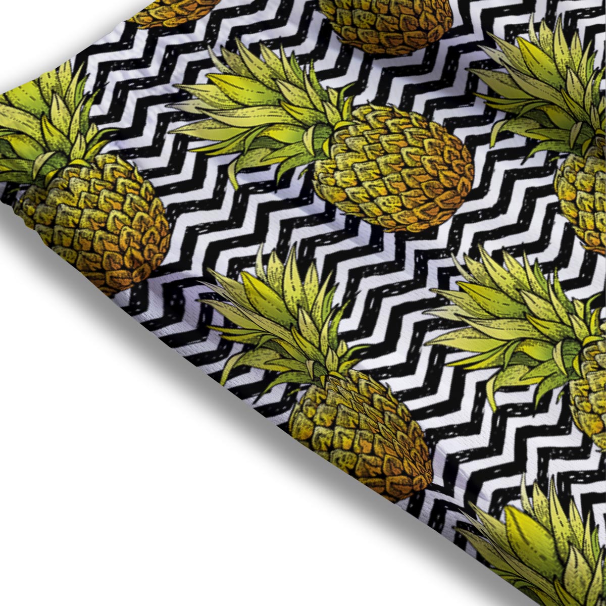 Pineapple White Zig Zag Print Pattern Mesh Shorts-grizzshop