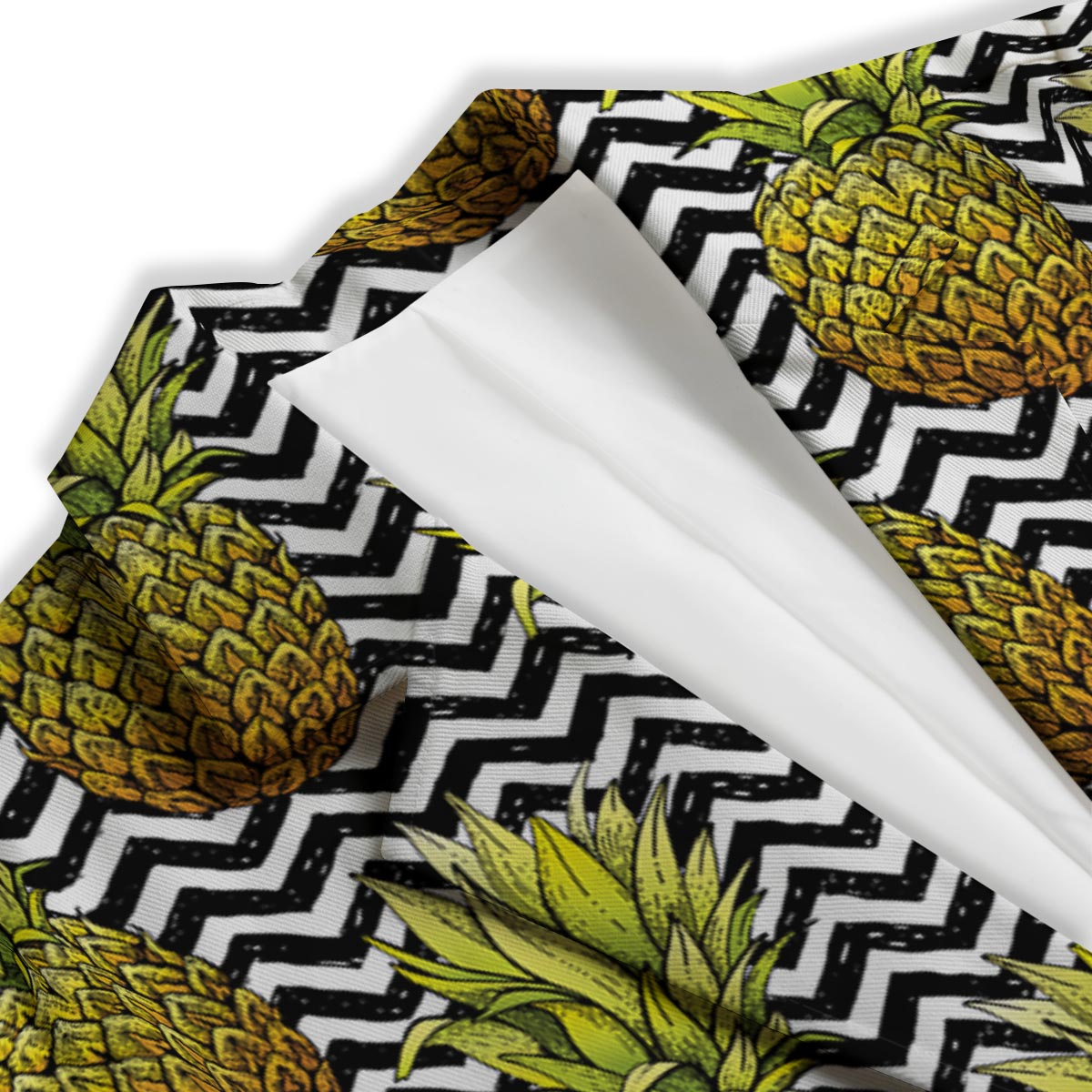 Pineapple White Zig Zag Print Pattern Women's Blazer-grizzshop