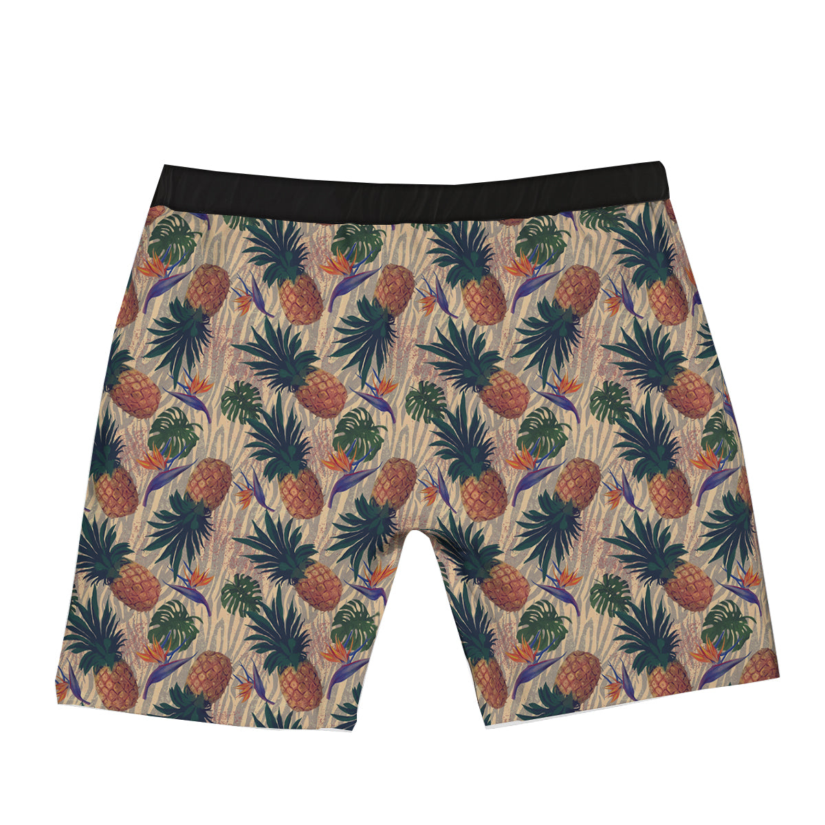 Pineapple Zebra Beige Print Pattern Boxer Briefs-grizzshop