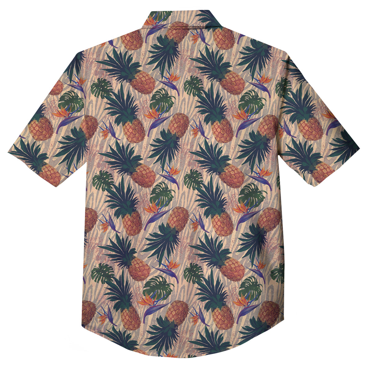Pineapple Zebra Beige Print Pattern Button Up Shirt-grizzshop