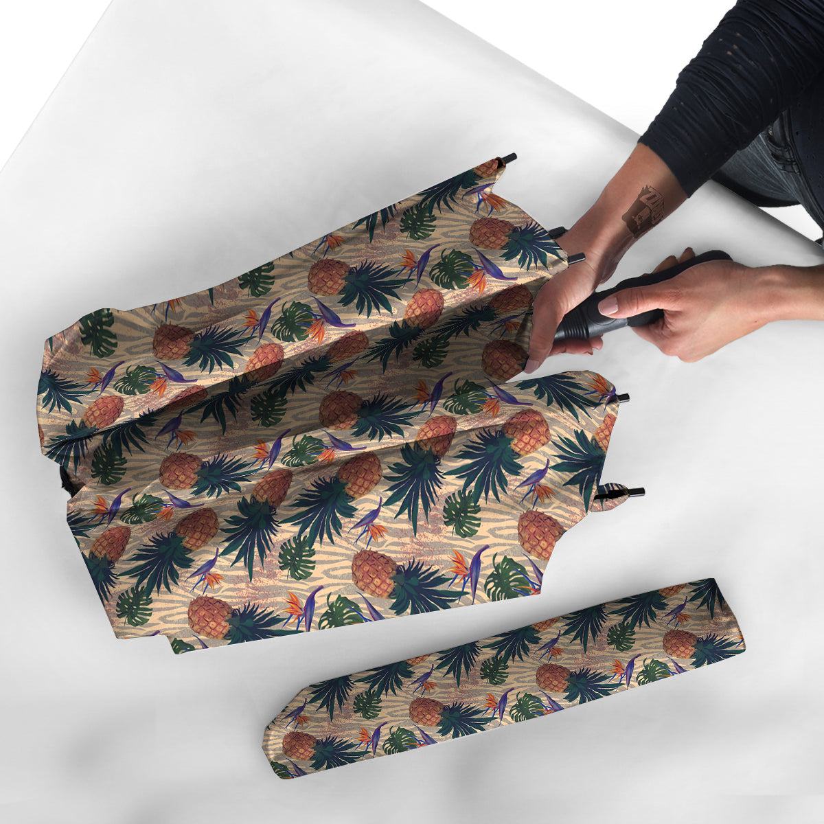Pineapple Zebra Beige Print Pattern Umbrella-grizzshop