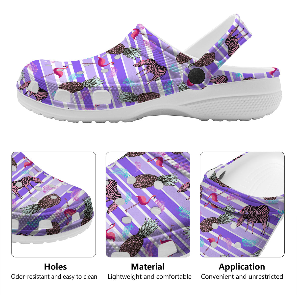 Pineapple Zebra Vintage Print Pattern Clog-grizzshop