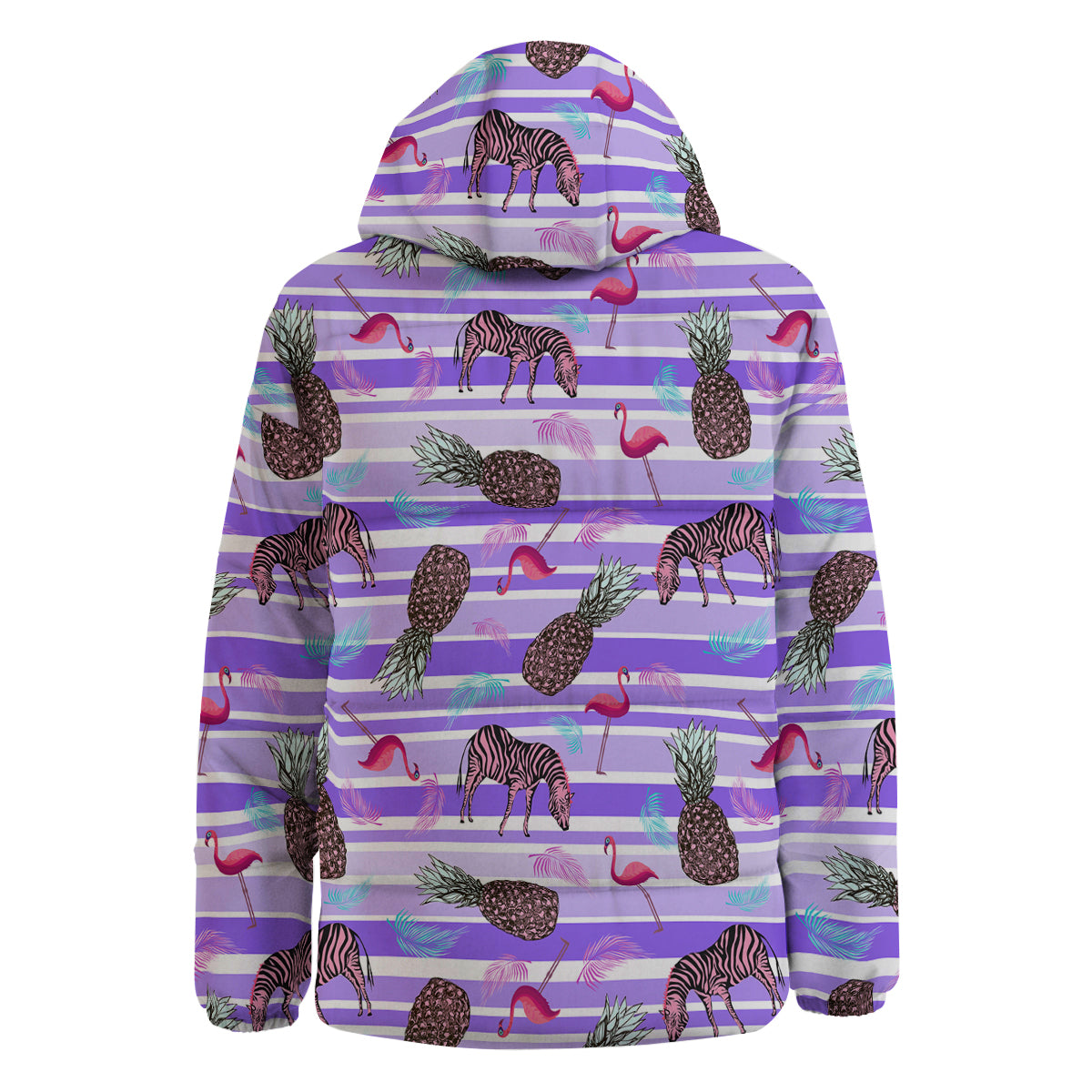 Pineapple Zebra Vintage Print Pattern Down Jacket-grizzshop