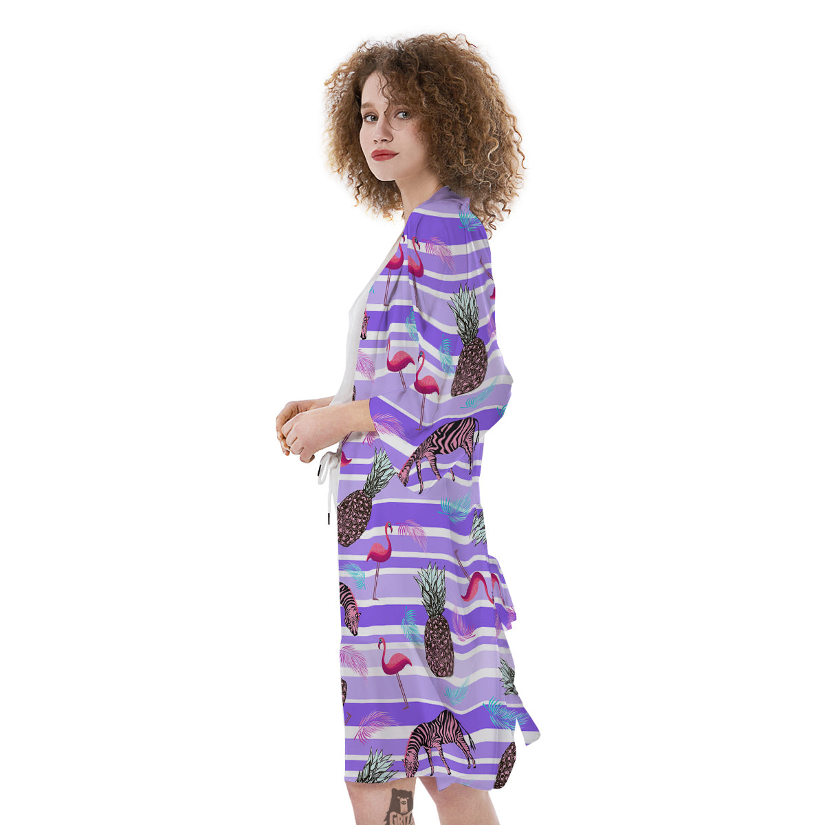 Pineapple Zebra Vintage Print Pattern Kimono-grizzshop