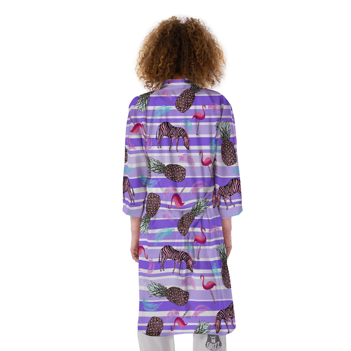 Pineapple Zebra Vintage Print Pattern Kimono-grizzshop