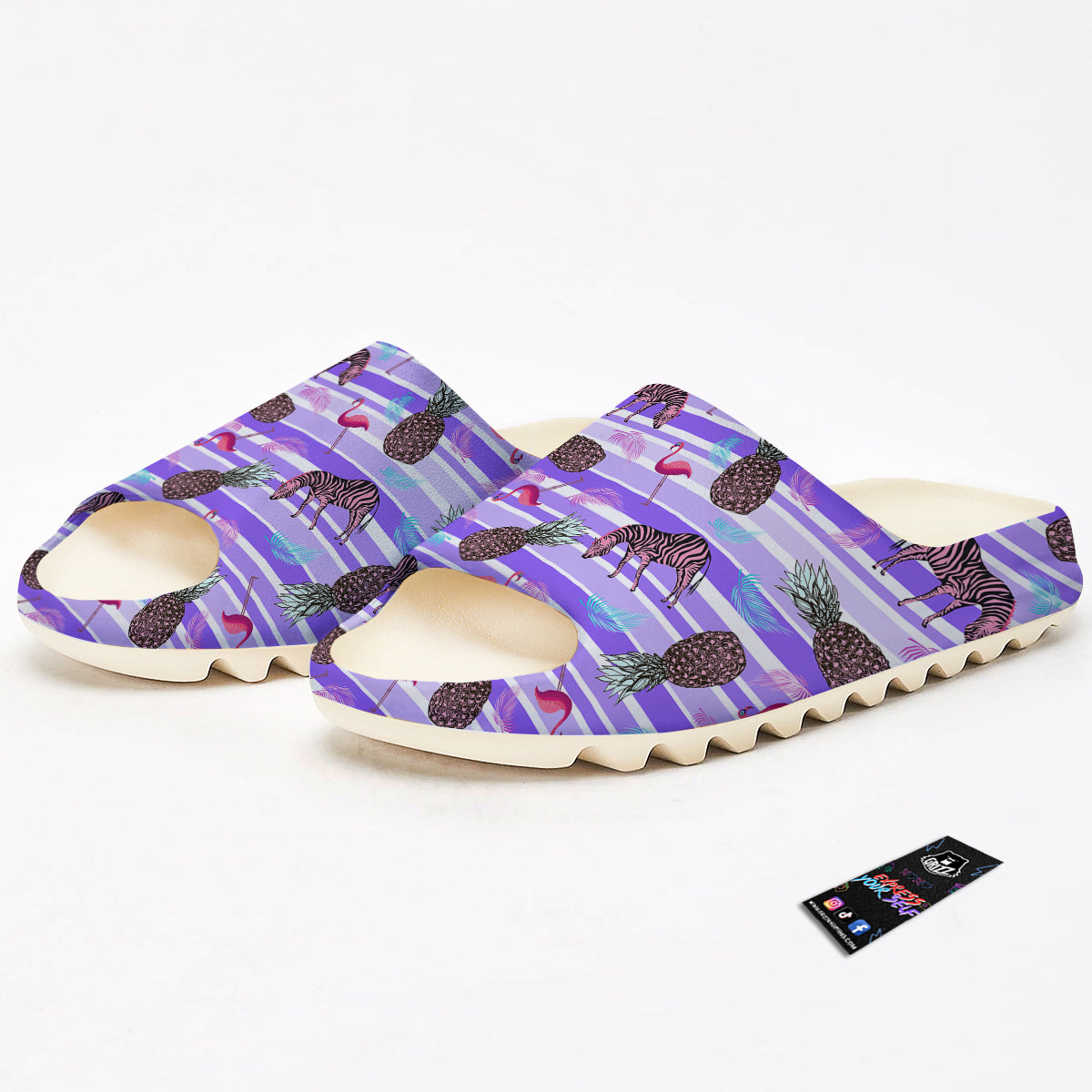 Pineapple Zebra Vintage Print Pattern Sandals-grizzshop