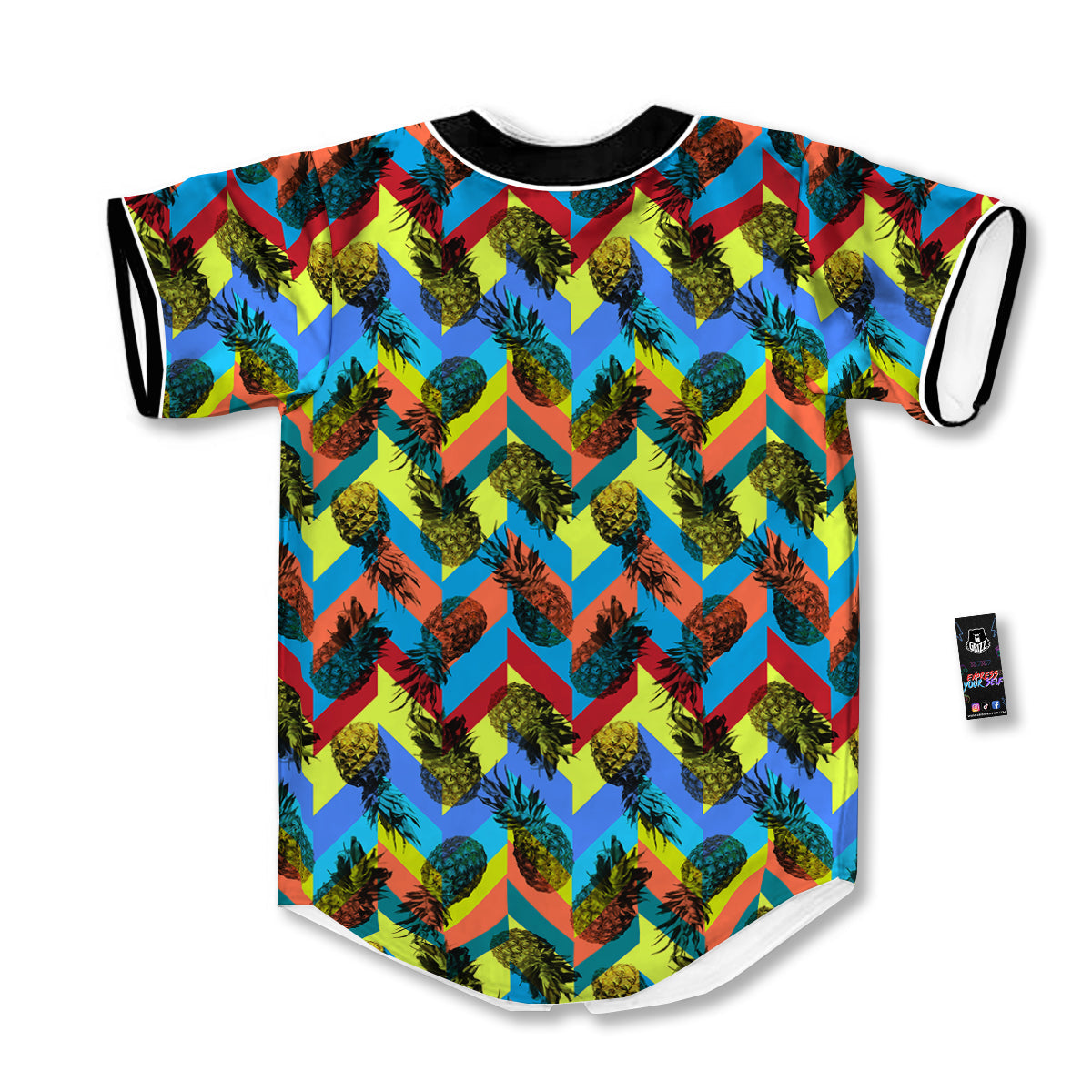 Pineapple Zigzag Print Pattern Baseball Jersey-grizzshop