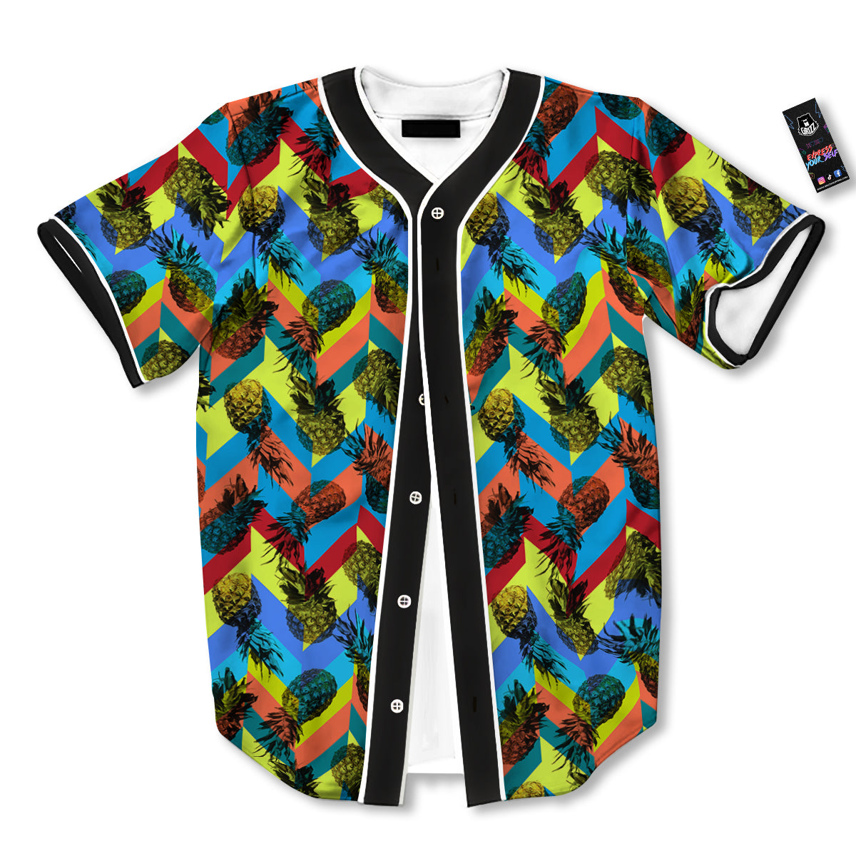 Pineapple Zigzag Print Pattern Baseball Jersey-grizzshop