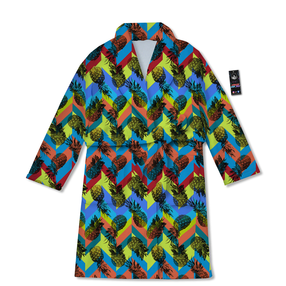 Pineapple Zigzag Print Pattern Bathrobe-grizzshop