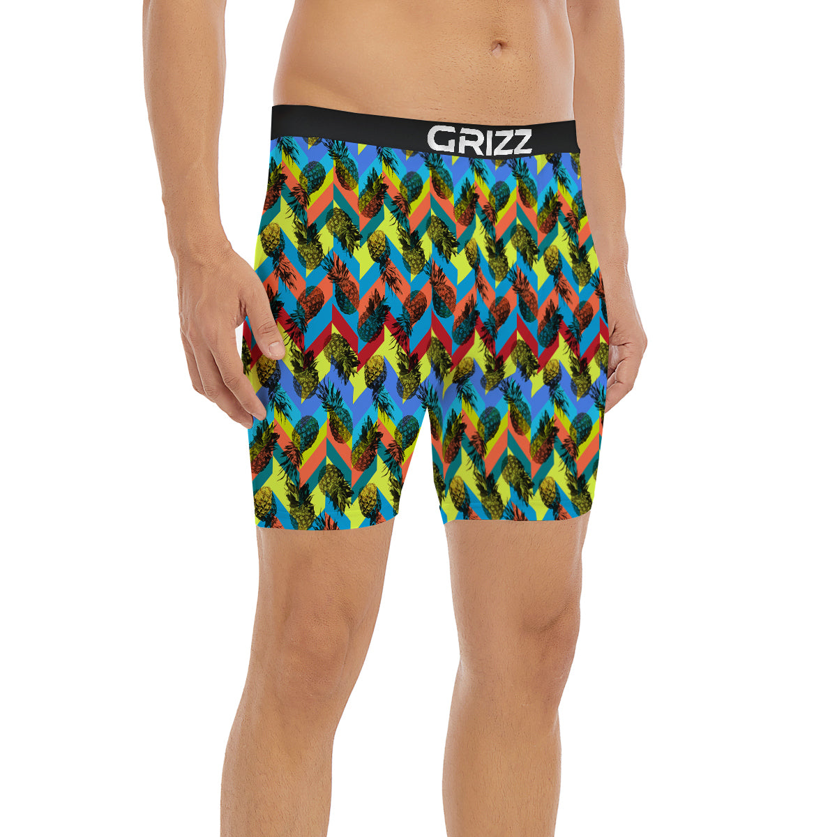 Pineapple Zigzag Print Pattern Boxer Briefs-grizzshop