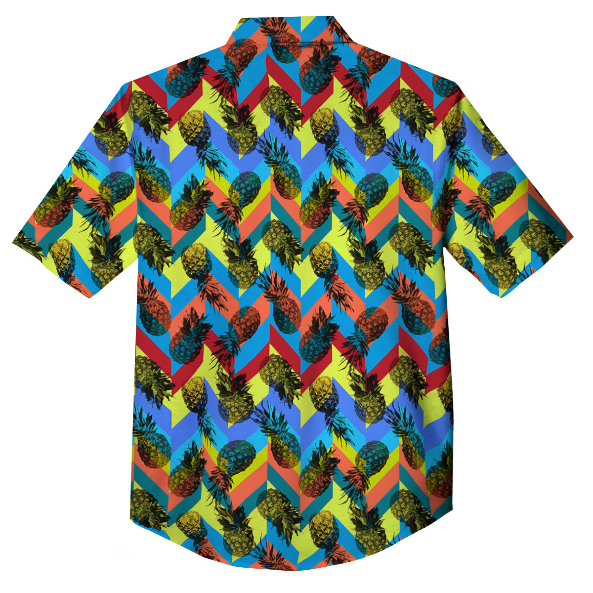Pineapple Zigzag Print Pattern Button Up Shirt-grizzshop