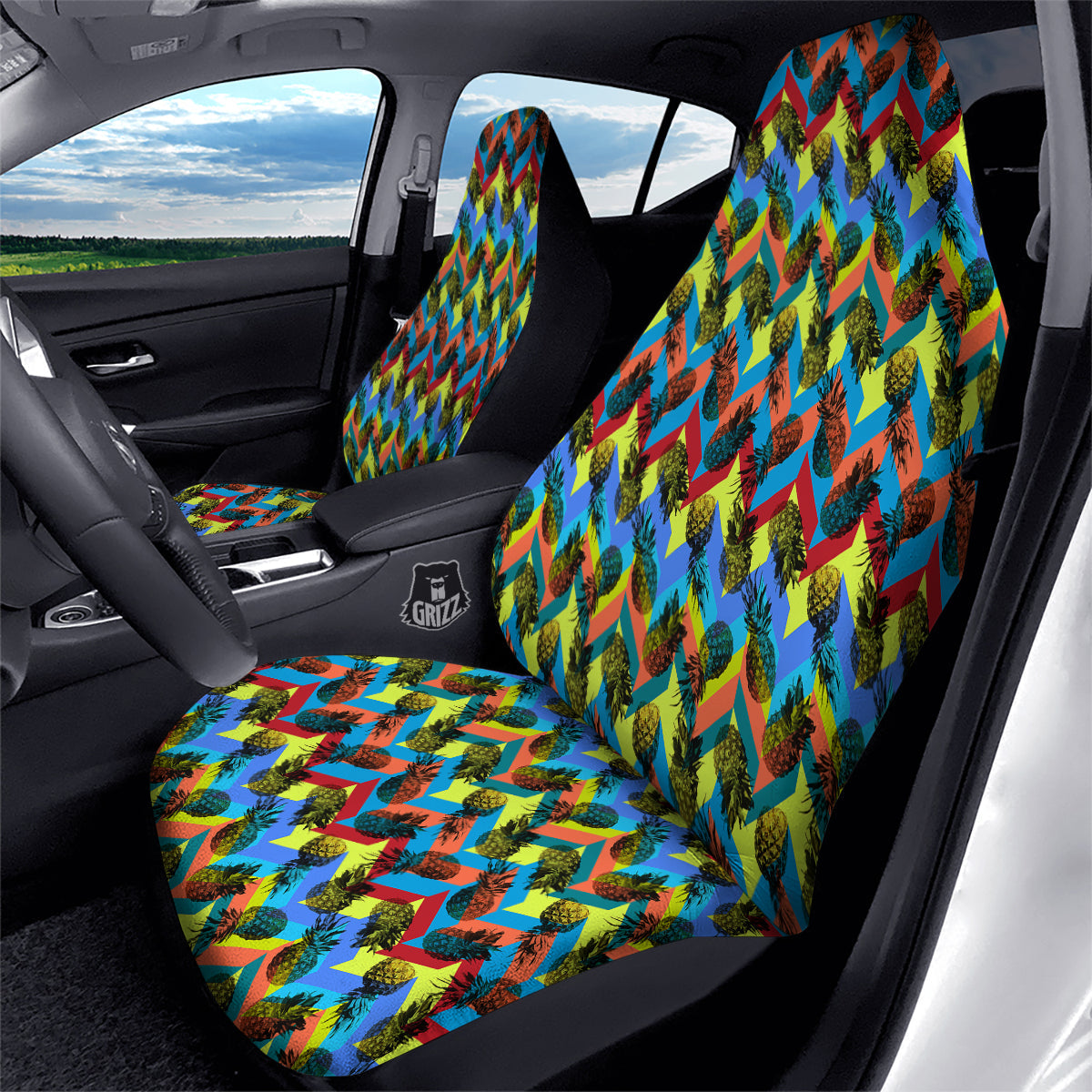 Pineapple Zigzag Print Pattern Car Seat Covers-grizzshop