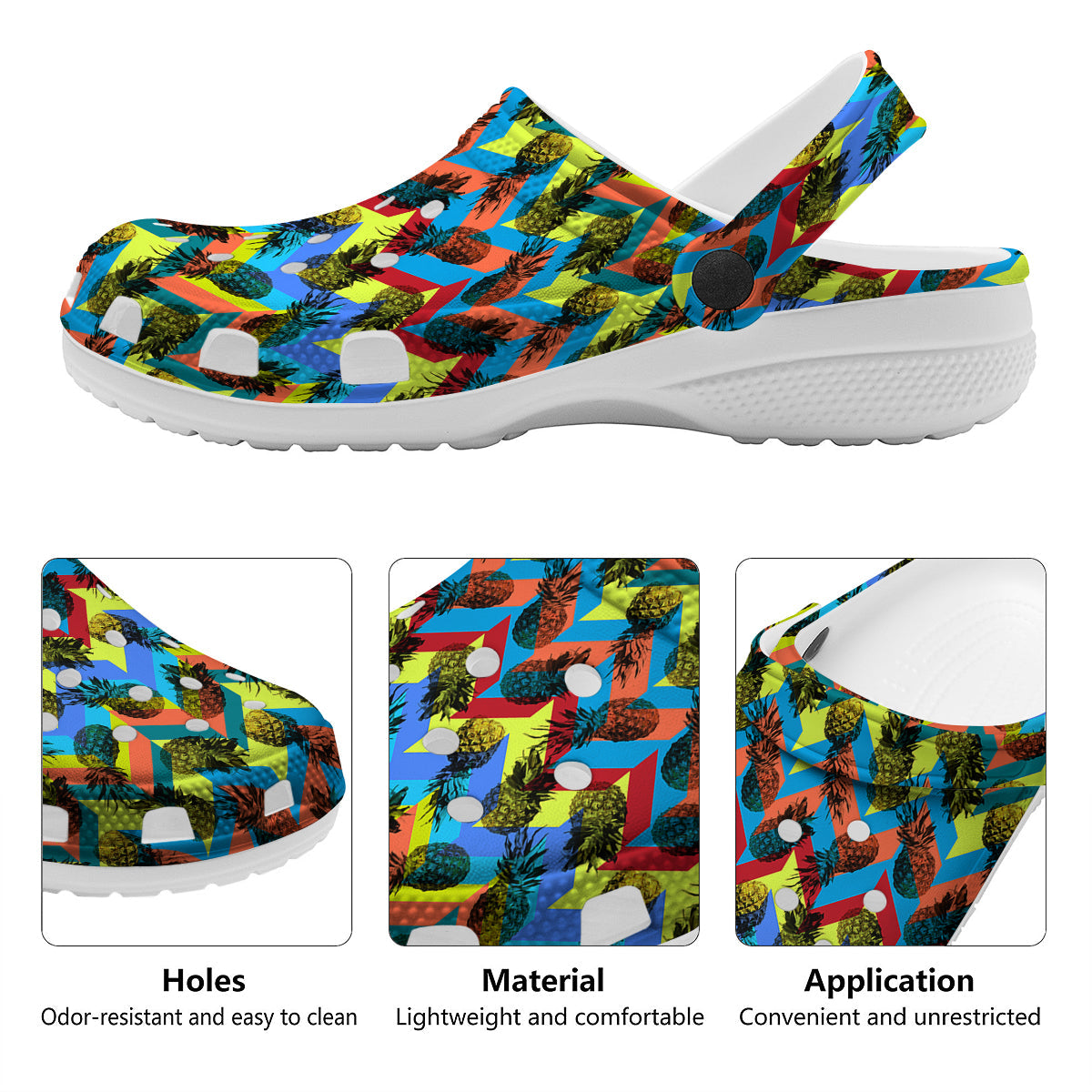 Pineapple Zigzag Print Pattern Clog-grizzshop