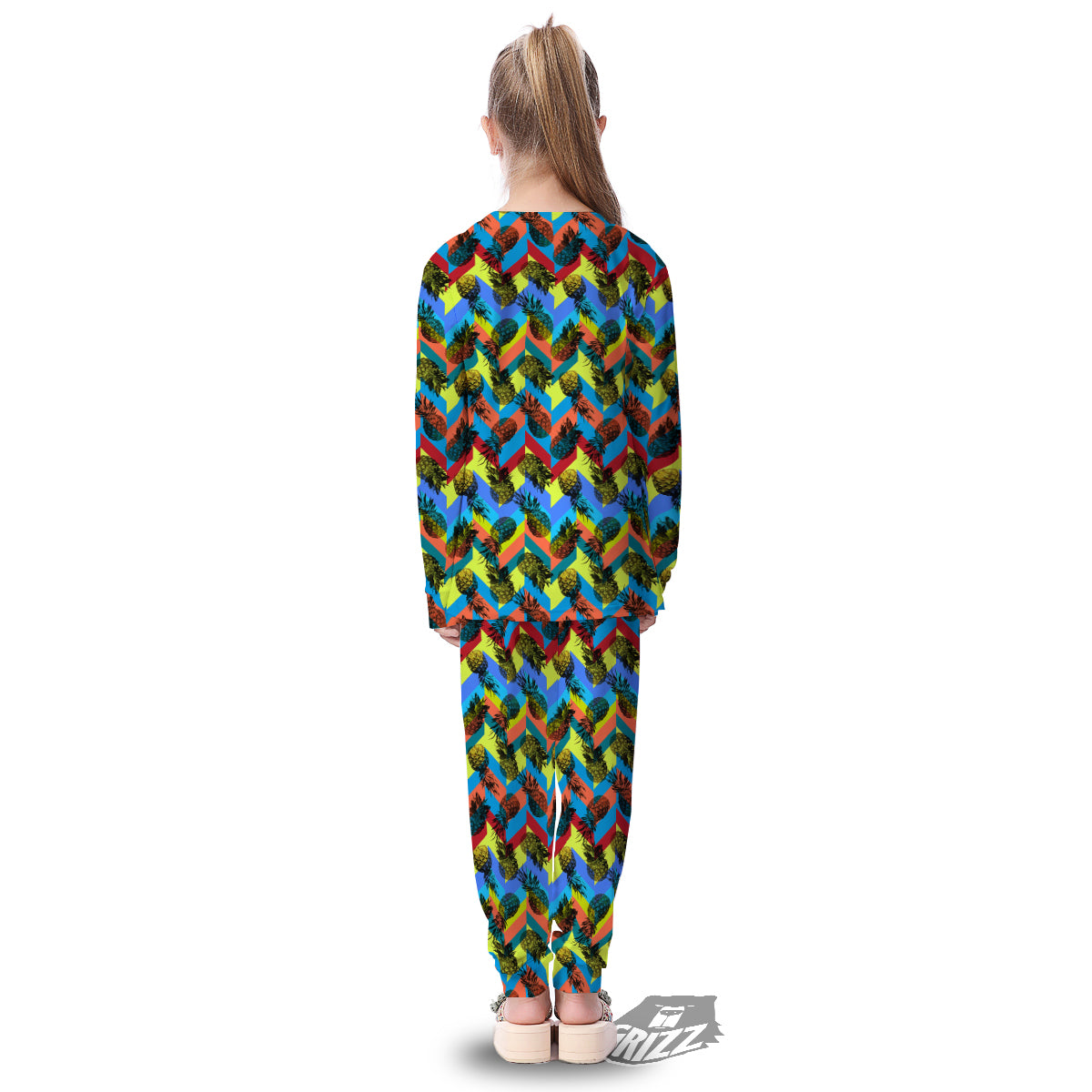 Pineapple Zigzag Print Pattern Kid's Pajamas-grizzshop