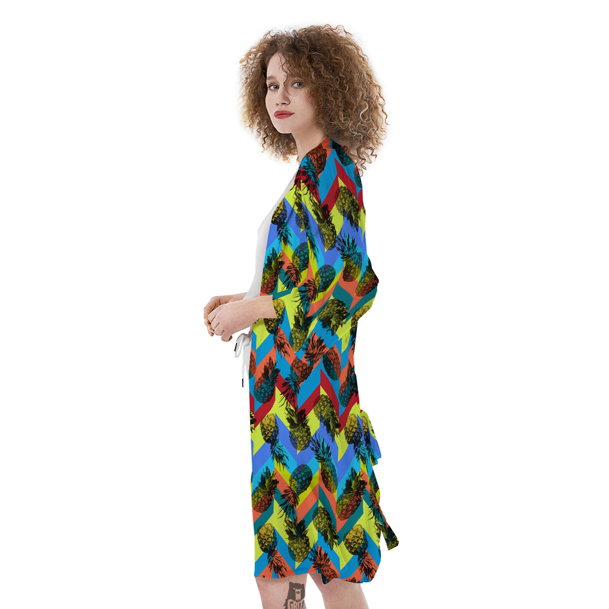Pineapple Zigzag Print Pattern Kimono-grizzshop