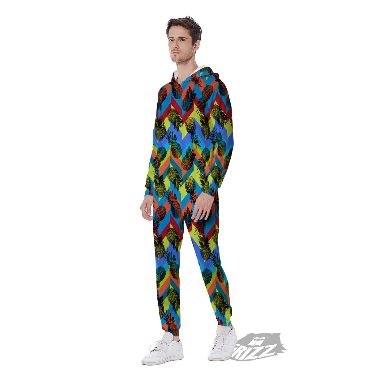 Pineapple Zigzag Print Pattern Men's Jumpsuit-grizzshop