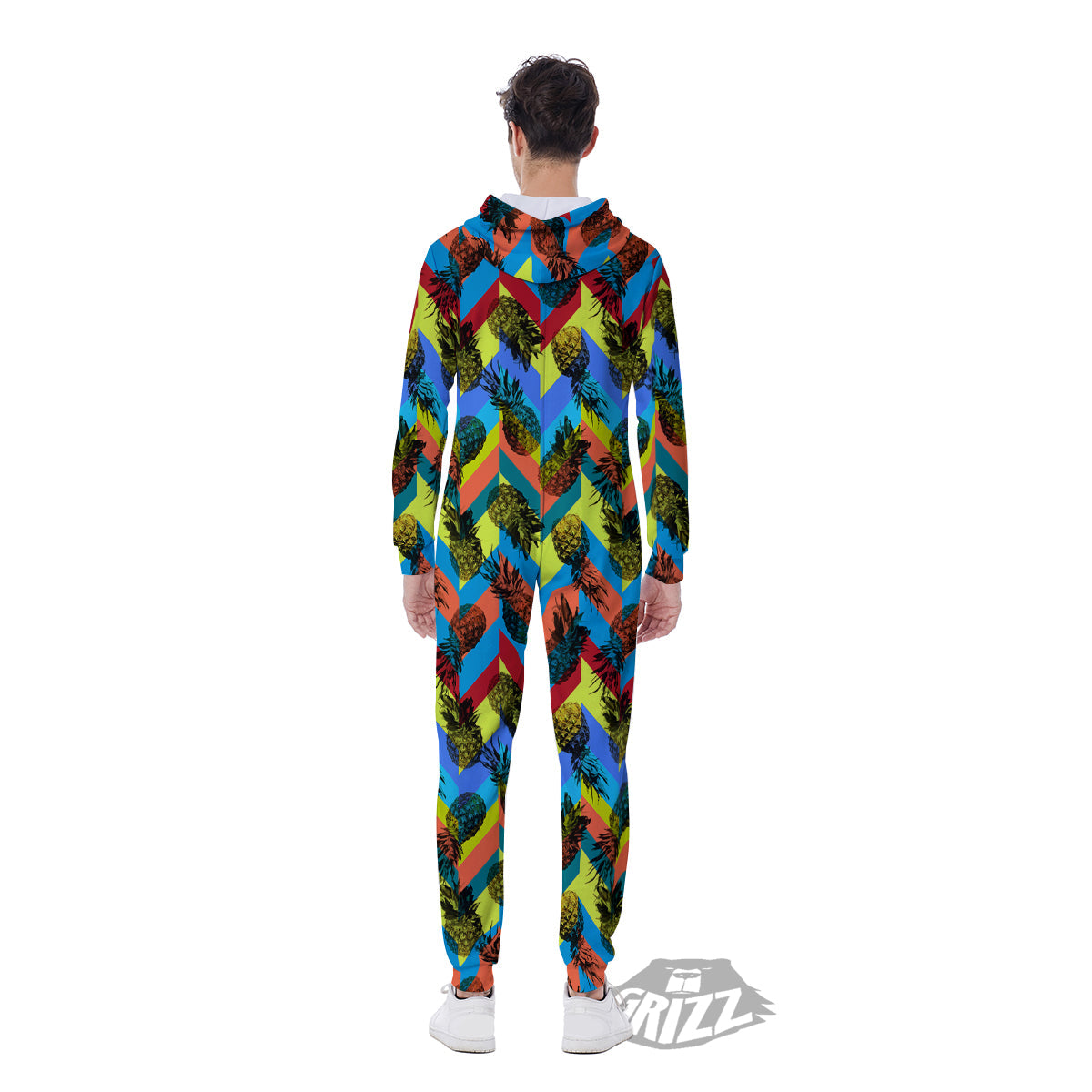 Pineapple Zigzag Print Pattern Men's Jumpsuit-grizzshop
