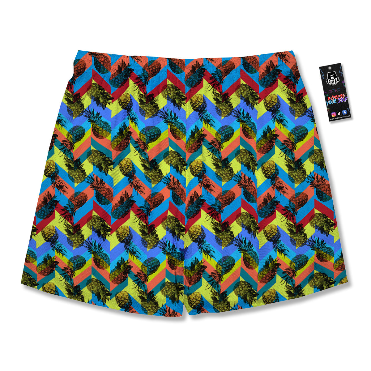 Pineapple Zigzag Print Pattern Men's Running Shorts-grizzshop
