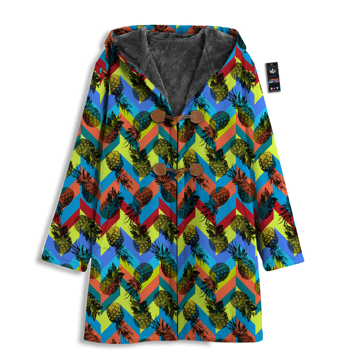 Pineapple Zigzag Print Pattern Men's Windbreaker Jacket-grizzshop