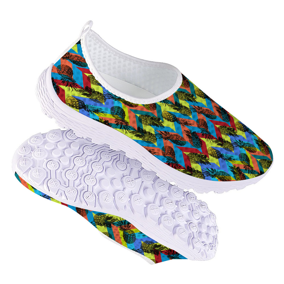 Pineapple Zigzag Print Pattern Nurse Shoes-grizzshop