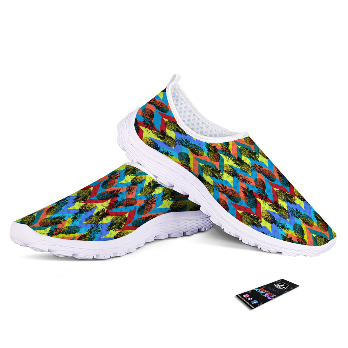 Pineapple Zigzag Print Pattern Nurse Shoes-grizzshop