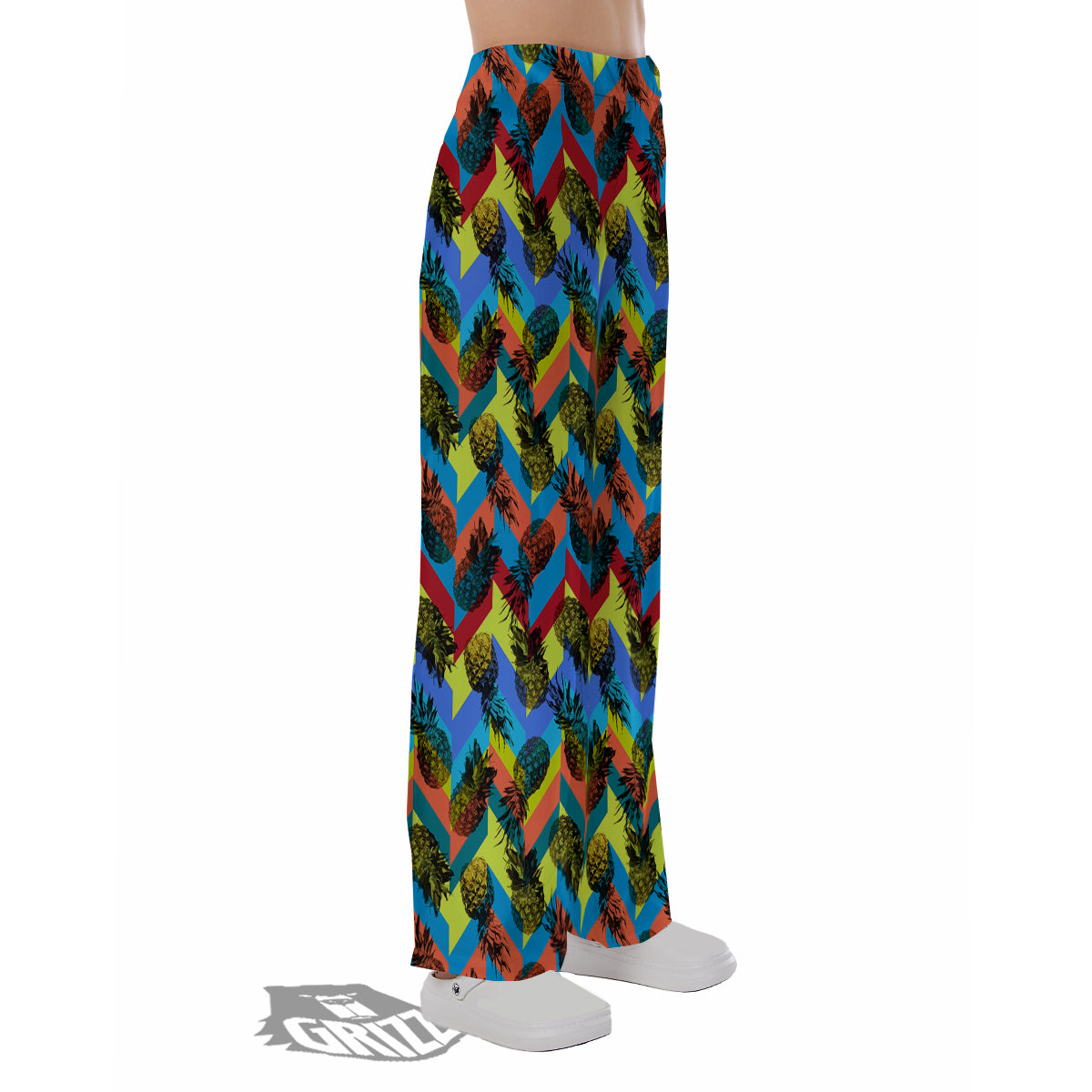 Pineapple Zigzag Print Pattern Pajama Pants-grizzshop