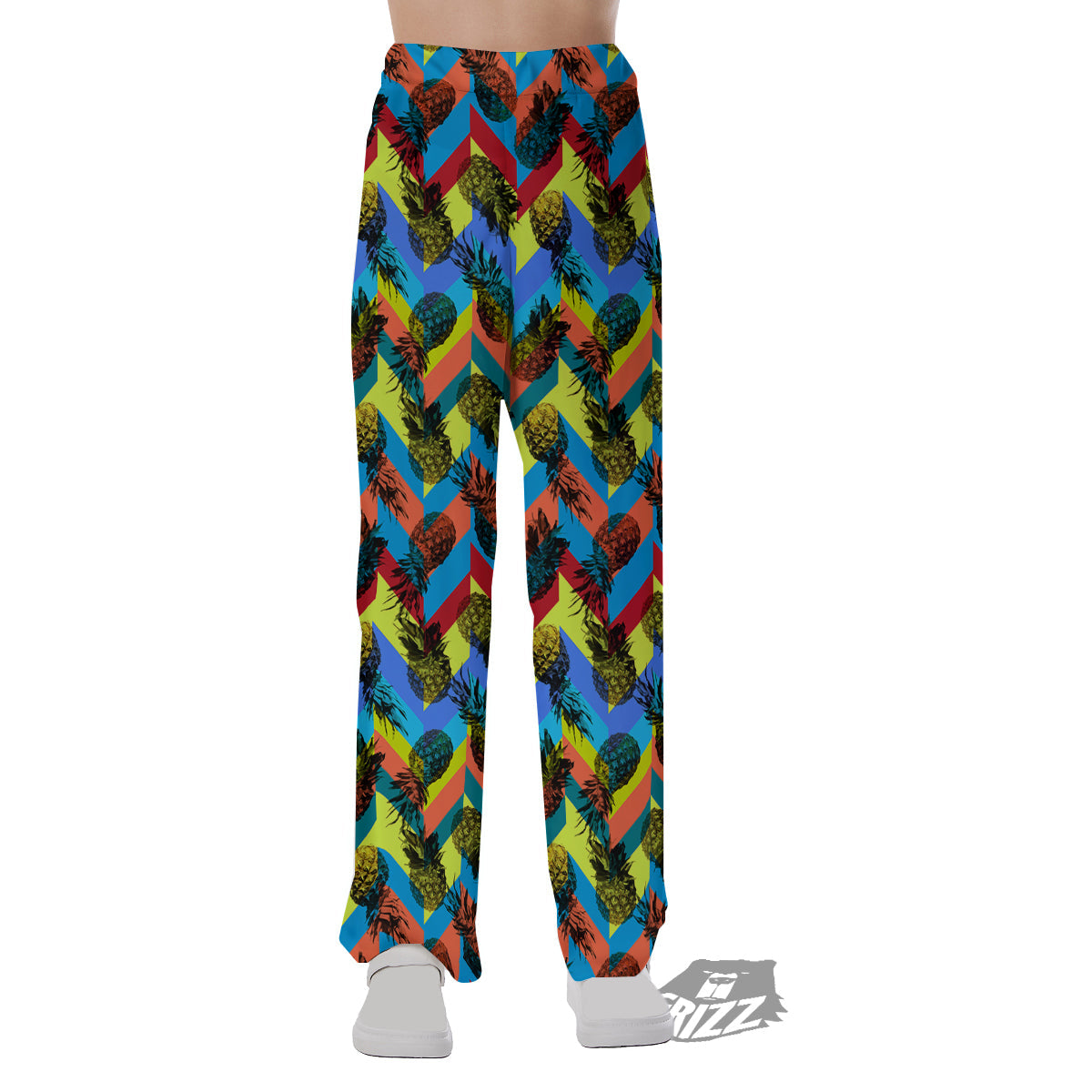 Pineapple Zigzag Print Pattern Pajama Pants-grizzshop
